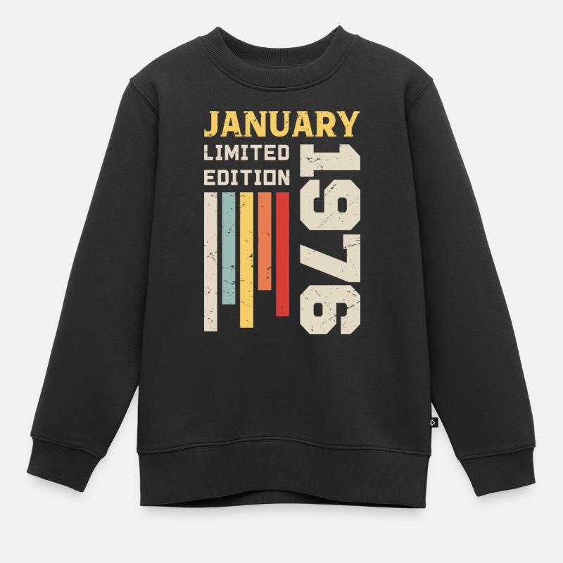 Janvier 1976 - Cadeau anniversaire Janvier 1976 - Sweat Premium enfant bio - noir