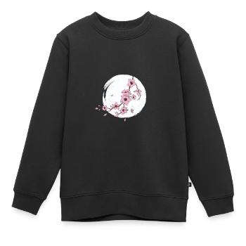 Lune de fleur de cerisier - Sweat Premium enfant bio - noir - Devant - AI Model Kid Female (0cm)