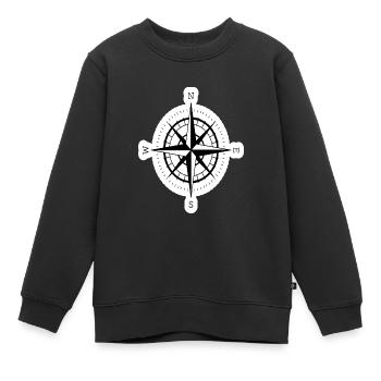 Boussole avec rose de boussole pour la navigation - Sweat Premium enfant bio - noir - Devant - AI Model Kid Female (0cm)