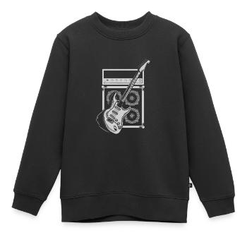 Amplifier and electric guitar player guitarist - Kids Premium Organic Sweatshirt - black - Front - AI Model Kid Female (0cm)