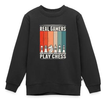 Rétro jeu d’échecs jeu d’échecs jeu d’échecs - Sweat Premium enfant bio - noir - Devant - AI Model Kid Female (0cm)