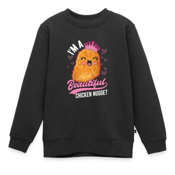 Niedliches Chicken Nugget Mädchen Foodie Queen - Kinder Premium Organic Sweatshirt - Schwarz - Vorne - AI Model Kid Female (0cm)