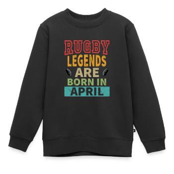 Rugby-Legenden werden im April geboren - Geburtstag - Kinder Premium Organic Sweatshirt - Schwarz - Vorne - AI Model Kid Female (0cm)