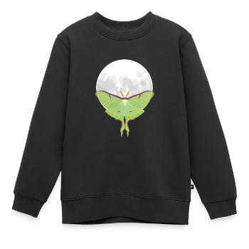 Actias luna - Nachtfalter vor Mond - Kinder Premium Organic Sweatshirt - Schwarz - Vorne - AI Model Kid Female (0cm)