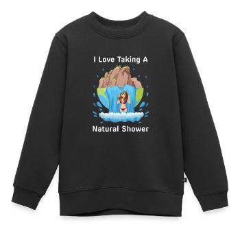 Femme sous cascade - douche naturelle - Sweat Premium enfant bio - noir - Devant - AI Model Kid Female (0cm)