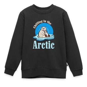 Chilling In Der Arktis - Eisbären umarmen sich - Kinder Premium Organic Sweatshirt - Schwarz - Vorne - AI Model Kid Female (0cm)