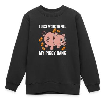 Le rêve d’un bourreau de travail : remplir sa tirelire - Sweat Premium enfant bio - noir - Devant - AI Model Kid Female (0cm)