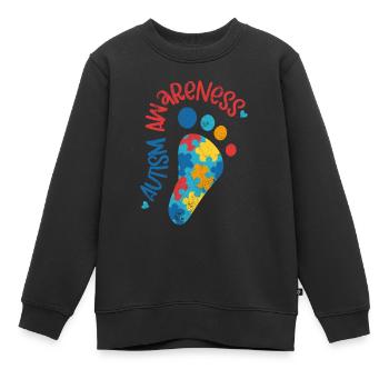 AUTISMUS BEWUSST LIEBE KIND BEGABT SPRUCH MOTIVE - Kinder Premium Organic Sweatshirt - Schwarz - Vorne - AI Model Kid Female (0cm)