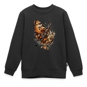 Encre papillon et aquarelle - Sweat Premium enfant bio - noir - Devant - AI Model Kid Female (0cm)