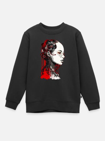 Belle femme gothique cyborg - Trash Polka Art - Sweat Premium enfant bio - noir