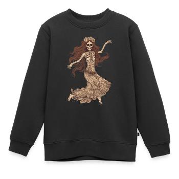 Fröhliches 60er 70er Jahre Hippie Skelett - Kinder Premium Organic Sweatshirt - Schwarz - Vorne - AI Model Kid Female (0cm)