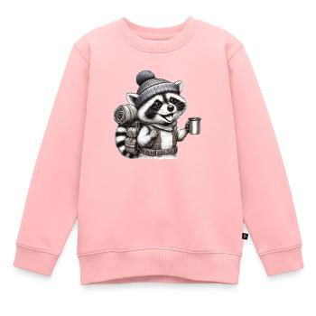 Backpacker Waschbär - Kinder Premium Organic Sweatshirt - Rosa - Vorne - AI Model Kid Female (0cm)