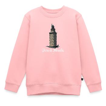 Phare de Torre de Hércules - Sweat Premium enfant bio - rose - Devant - AI Model Kid Female (0cm)