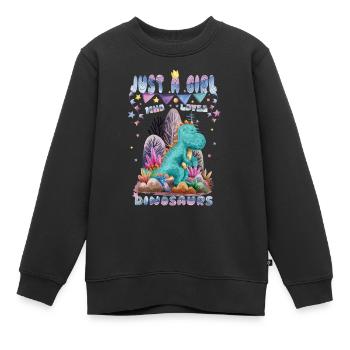 Just A Girl Who Loves Dinosaurs Dino - Kids Premium Organic Sweatshirt - black - Front - AI Model Kid Female (0cm)