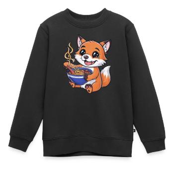 Renard kawaii avec soupe de nouilles Ramen - Sweat Premium enfant bio - noir - Devant - AI Model Kid Female (0cm)