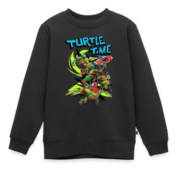 TMNT Mutant Mayhem Turtle Time Tous Turtles - Sweat Premium enfant bio - noir - Devant - AI Model Kid Female (0cm)