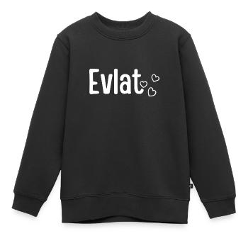 Evlat / Turkish my child /lettering - Kids Premium Organic Sweatshirt - black - Front - AI Model Kid Female (0cm)