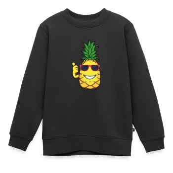 Ananas - Sweat Premium enfant bio - noir - Devant - AI Model Kid Female (0cm)