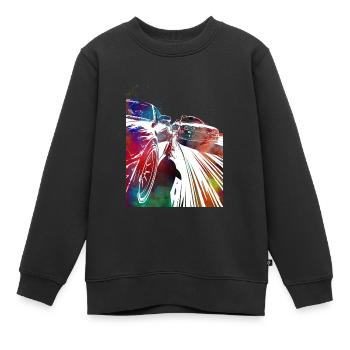 Voitures de course #racing #sport - Sweat Premium enfant bio - noir - Devant - AI Model Kid Female (0cm)