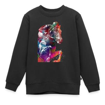 Horse Rider #rider #horse #sport - Kids Premium Organic Sweatshirt - black - Front - AI Model Kid Female (0cm)