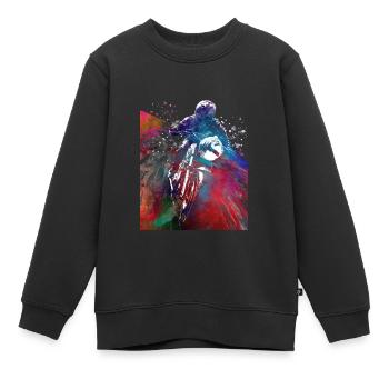 Courses automobiles #motor #sport - Sweat Premium enfant bio - noir - Devant - AI Model Kid Female (0cm)