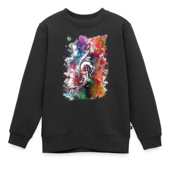 Clé de musique pour violon - Sweat Premium enfant bio - noir - Devant - AI Model Kid Female (0cm)