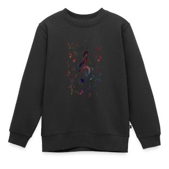 Clé de musique pour violon - Sweat Premium enfant bio - noir - Devant - AI Model Kid Female (0cm)