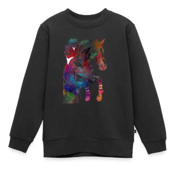 Horse Rider #rider #horse #sport - Kids Premium Organic Sweatshirt - black - Front - AI Model Kid Female (0cm)