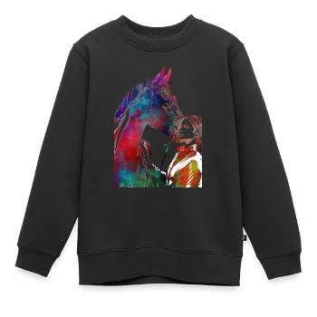 Horse Rider #rider #horse #sport - Kids Premium Organic Sweatshirt - black - Front - AI Model Kid Female (0cm)