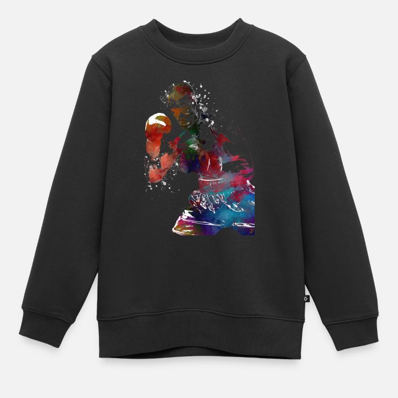 Boxe sportive #boxing - Sweat Premium enfant bio - noir