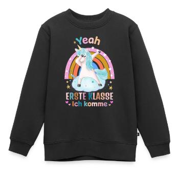 School, First Grade with Unicorn - Kids Premium Organic Sweatshirt - black - Front - AI Model Kid Female (0cm)