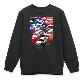 Voitures de course #racing #sport - Sweat Premium enfant bio - noir - Devant - AI Model Kid Female (0cm)