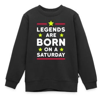 Les légendes naissent un samedi (lignes, étoiles) - Sweat Premium enfant bio - noir - Devant - AI Model Kid Female (0cm)