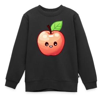 Kawaii Apfel: Fruchtig Süße Versuchung - Kinder Premium Organic Sweatshirt - Schwarz - Vorne - AI Model Kid Female (0cm)