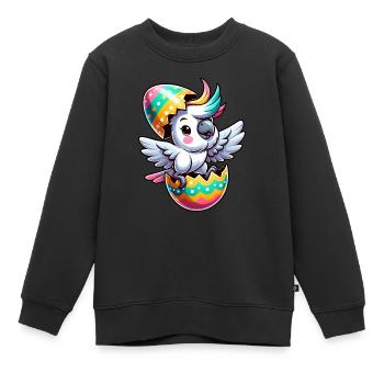 Cacatoès de Pâques en coquille d’œuf, oiseau maladroit - Sweat Premium enfant bio - noir - Devant - AI Model Kid Female (0cm)