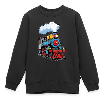 Locomotive à vapeur colorée pour les petits cheminots - Sweat Premium enfant bio - noir - Devant - AI Model Kid Female (0cm)