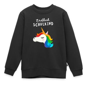 Endlich Schulkind Einhorn Einschulung - Kinder Premium Organic Sweatshirt - Schwarz - Vorne - AI Model Kid Female (0cm)