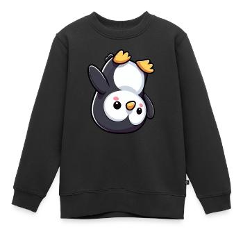 Mignon Pingouin Poirier Dessin animé Chibi - Sweat Premium enfant bio - noir - Devant - AI Model Kid Female (0cm)