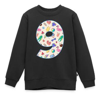 VACANCES NUMÉRO 9 ANNÉES ÉTÉ 9ÈME ANNIVERSAIRE - Sweat Premium enfant bio - noir - Devant - AI Model Kid Female (0cm)