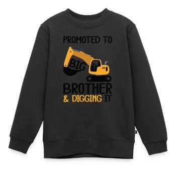 Großer Bruder Baggerfahrer Bauarbeiter - Kinder Premium Organic Sweatshirt - Schwarz - Vorne - AI Model Kid Female (0cm)