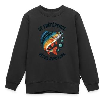 Pêche avec papa, aventures avec papa - Sweat Premium enfant bio - noir - Devant - AI Model Kid Female (0cm)