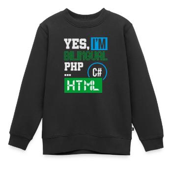 Programmeur informatique Humour Oui, je suis bilingue HTML - Sweat Premium enfant bio - noir - Devant - AI Model Kid Female (0cm)