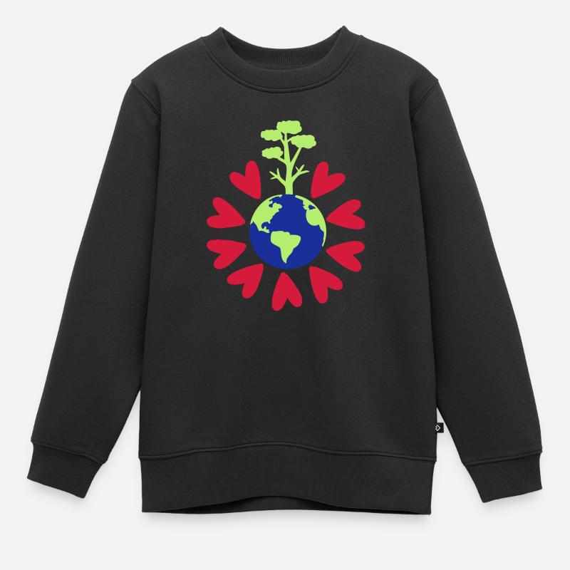 Liebe unseren Planeten Erde - Kinder Premium Organic Sweatshirt - Schwarz