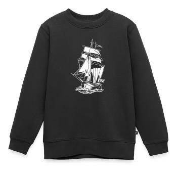 Voilier voilier - Sweat Premium enfant bio - noir - Devant - AI Model Kid Female (0cm)