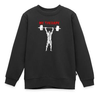 My Therapy Weightlifing Bodybuilder Weight Lifter - Kids Premium Organic Sweatshirt - black - Front - AI Model Kid Female (0cm)