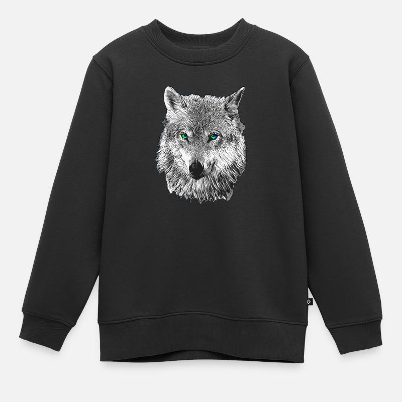Wolf - Kinder Premium Organic Sweatshirt - Schwarz