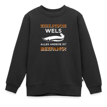 Wels Angeln - Kinder Premium Organic Sweatshirt - Schwarz - Vorne - AI Model Kid Female (0cm)