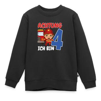 4. Geburtstag Feuerwehrauto Feuerwehr Geschenk - Kinder Premium Organic Sweatshirt - Schwarz - Vorne - AI Model Kid Female (0cm)