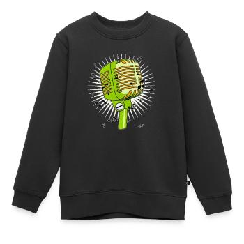 Mikrofon Noten - Kinder Premium Organic Sweatshirt - Schwarz - Vorne - AI Model Kid Female (0cm)