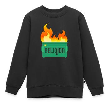 Religion Müllcontainer Feuer - Kinder Premium Organic Sweatshirt - Schwarz - Vorne - AI Model Kid Female (0cm)